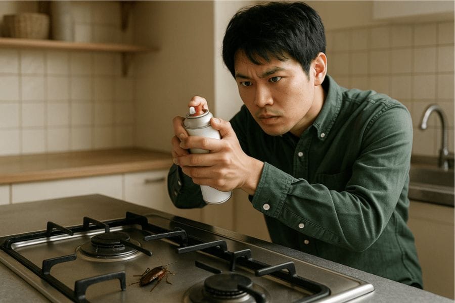 キッチンでゴキブリ駆除のために殺虫剤をスプレーする時の注意点